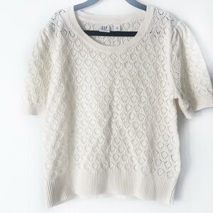Gap Kids Pointelle Ivory Cream Sweater Sz M